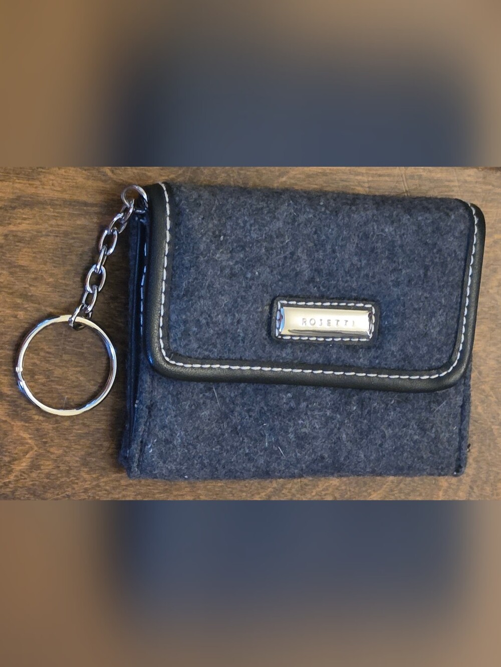 90s Rosetti Charcoal Gray Felt Keychain Wallet